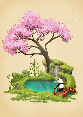 Panda in zen garden