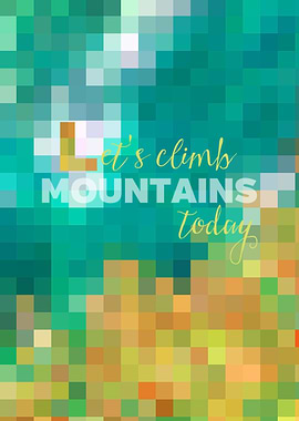 Let's Climb Mountains Today Checkered Mosaic Stained Ge ...