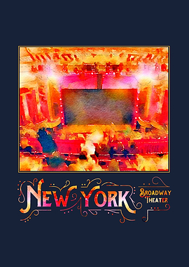 Digital watercolor of the inside of a theater on Broadw ...