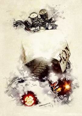 Custom cafe racer motorcycle watercolor illustration