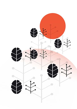 Winter forest with sun