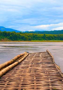 Floating Bamboo Jetty Mekong River