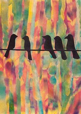 Birds on the Line at Sunset