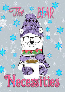 Illustrated and watercolor polar bear with the essentia ...