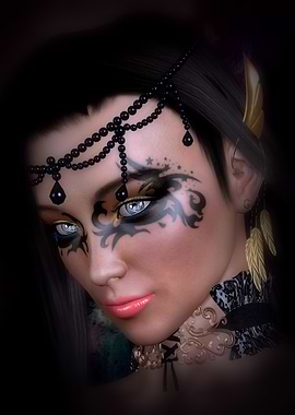 A 3d digital portrait of a Beautiful Dark fantasy Queen ...