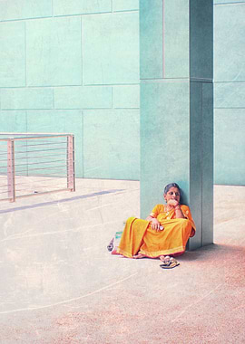 India woman on the color mood