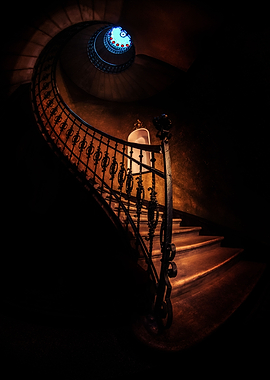 Spiral staircase taken with fishee lens