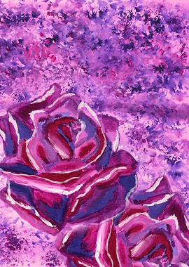 Blue Violet Winter Roses Acrylic Painting - An acrylic ...
