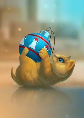 Orange kitten playing