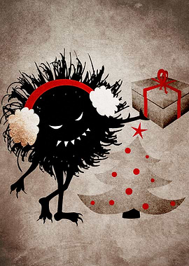 Dark textured illustration with an evil black bug who h ...