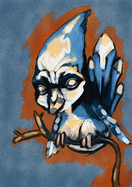 A baby blue bird on a twig