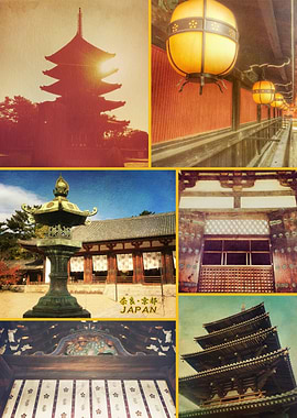 Traditional Japanese Architecture Nara Kyoto Collage - ...