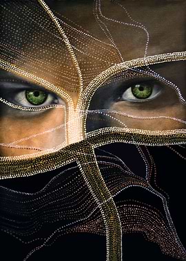 Emerald Eyes - mixed composition of a painting and ...