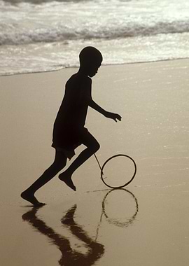 Senegal Silhouette. A universal toy on the beach in Sen ...
