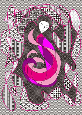 Hidden Passion Woman Pink Hair Abstract Geometric Portr ...