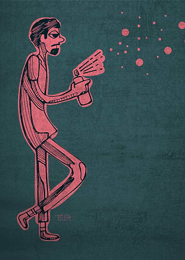 Hand drawn illustration or drawing of a graffiti artist ...