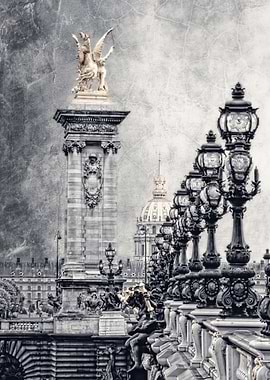 'Paris pompous' - Pont Alexandre in Paris, black an ...