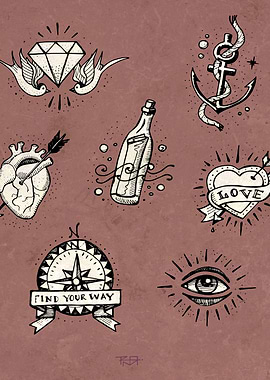 Hand drawn illustration or drawing of different old sch ...