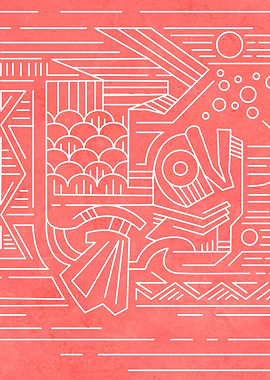 Digital illustration or drawing of a japanese koi fish