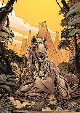 Color artwork of a T-Rex s