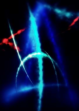 a smoke trail arcs elegantly and falls gently back to e ...