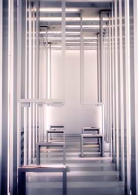 Stripes of light highlight 6 tables