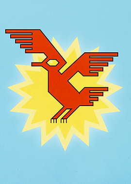 Geometric condor bird illustration with an orange condo ...