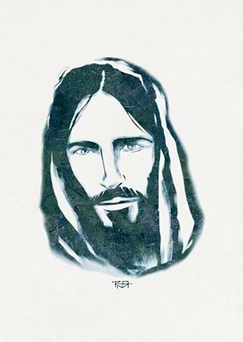 hand drawn illustration or drawing of Jesus Christ face ...