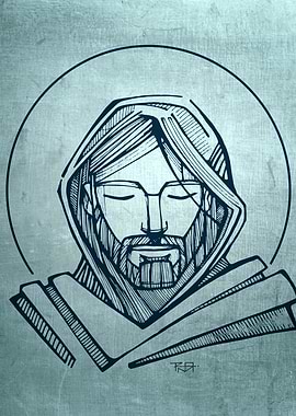 hand drawn illustration or drawing of Jesus Christ face ...