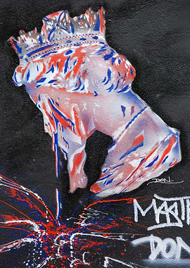 This image was painted on a wall in London of the queen ...