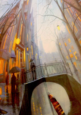 Photo of a couple on a bridge in Paris