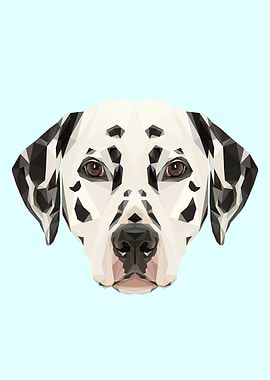Dalmatian Polygon Art // Pastel Blue