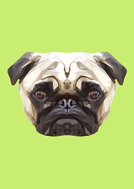 Pug Polygon Art // Green