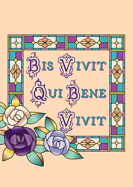 Life Well Lived Latin Stained Glass Hand-Drawn Roses - ...