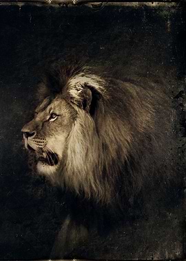 Portrait of a male lion - textured photograph