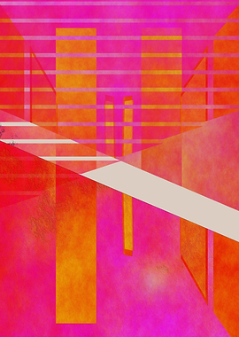 Abstract geometry pink and orange