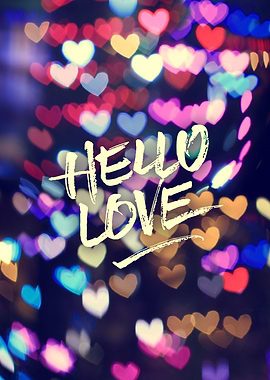 Hello Love Colorful Valentine Vintage Bokeh Heart Light ...