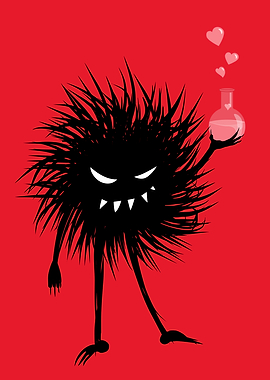 Fun illustration of an evil black bug who has made a lo ...