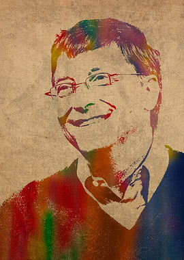 Bill Gates Watercolor Portrait