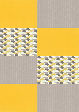 modern yellow and grey square art work