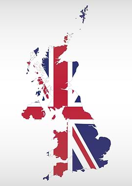 United Kingdom shape with flag