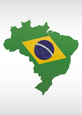 Brazil shape with flag