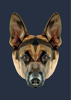 German Shepherd Polygon Art // Navy