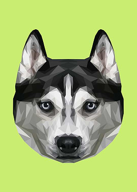 Husky Polygon Art // Green