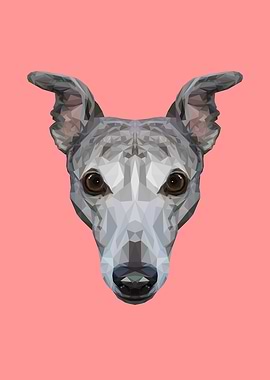 Whippet Polygon Art // Pink (Devo)