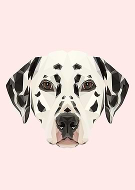 Dalmatian Polygon Art // Pastel Pink