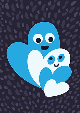 Fun illustration of a family of four happy white and bl ...