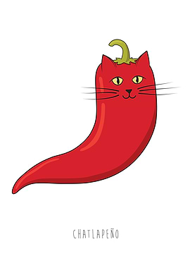 From french: chat (cat) + jalapeno; spicy cat; red hot ...