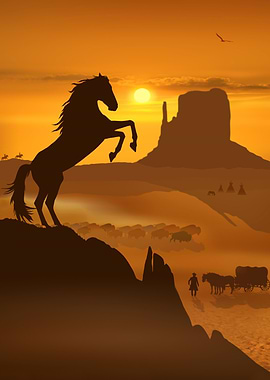 The Black Stallion on the prairie.