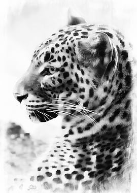 Mixed media art and photography piece of a leopard in ...